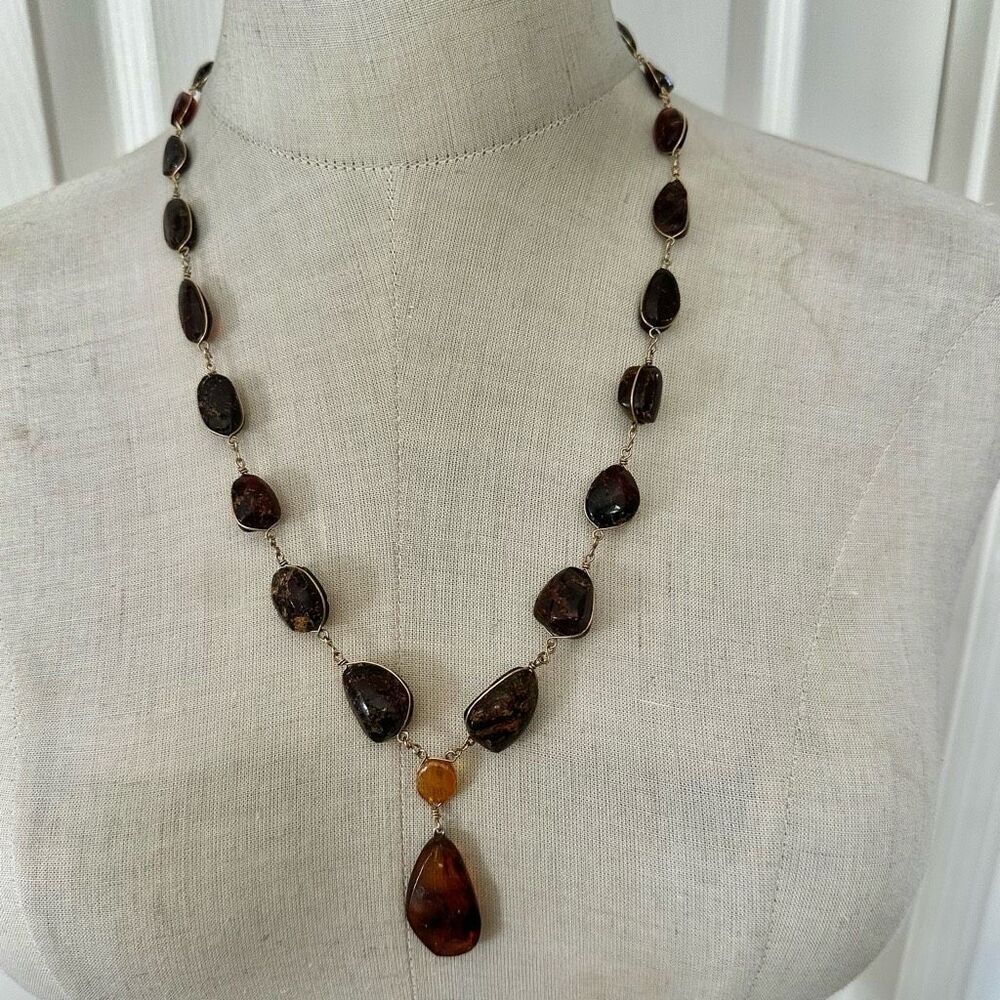 Baltic Amber Necklace with Teardrop Pendant